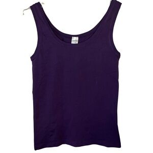 Hanro Tank Top Womens Large Plum Purple Scoop Neck Cotton Modal Knit Size Large
